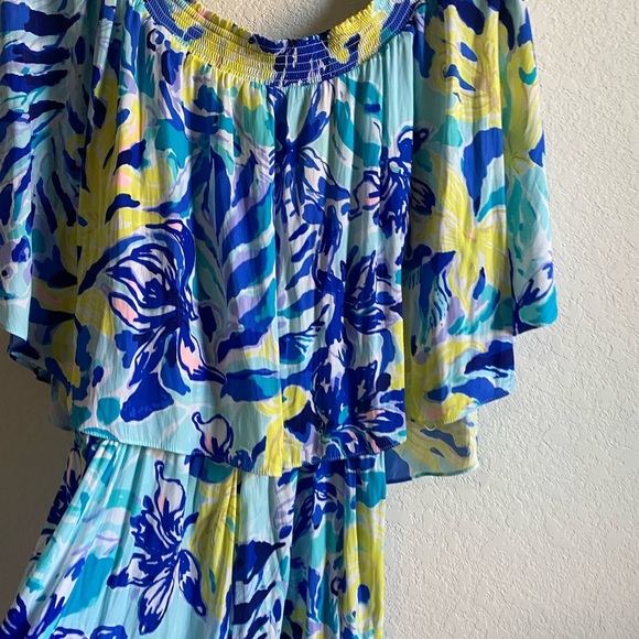 Lilly Pulitzer Arbelle Ylang Ylang Love Off Shoulder Floral Tropical Romper Sz S - Picture 11 of 12